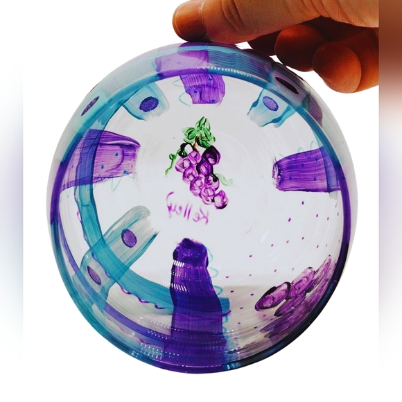 Hand Painted Clear Glass Grape Vine Stemless Wine Glasses 20 fl oz. - Picture 5 of 8